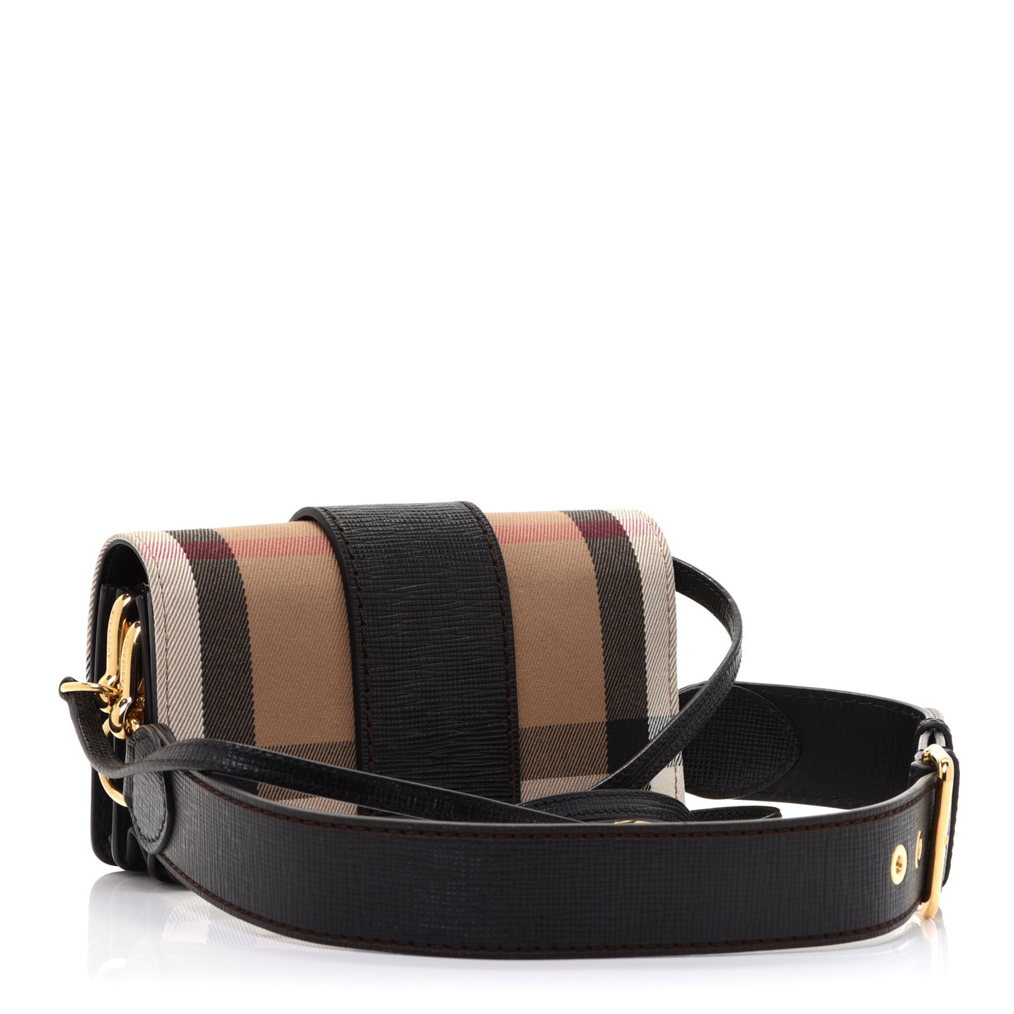 House Check Bridle Calfskin Small Buckle Bag Black