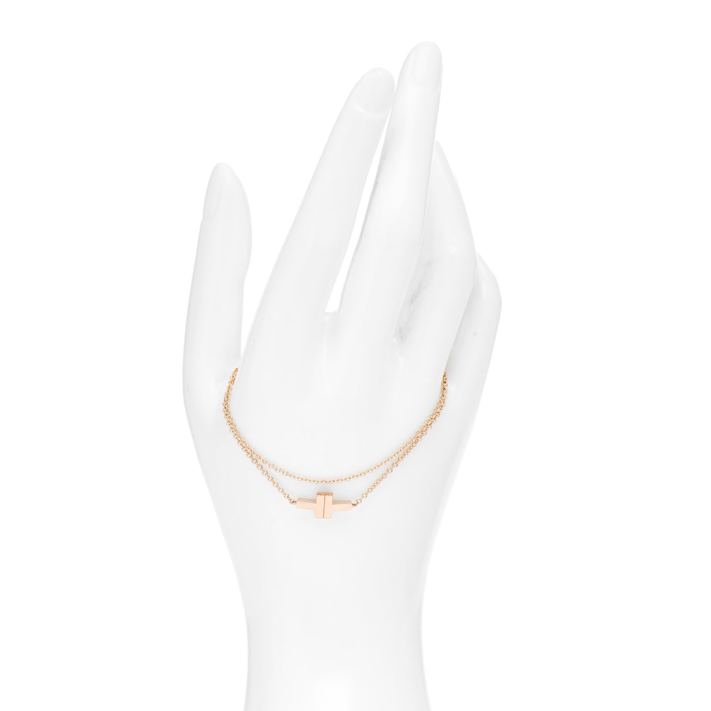 18K Rose Gold T Double Chain Bracelet