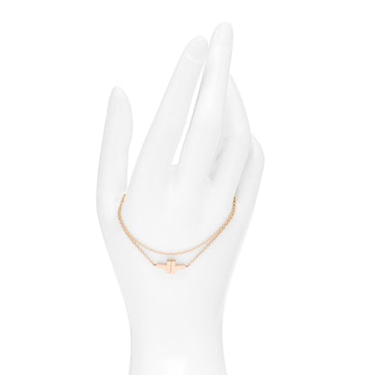 Tiffany 18K Rose Gold T Double Chain Bracelet 2 of 5