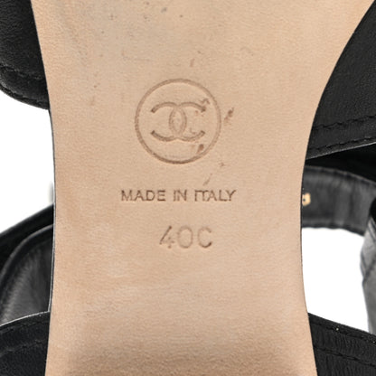 Chanel Lambskin Logo CC Turnlock Sandals 40 Black 6 of 15