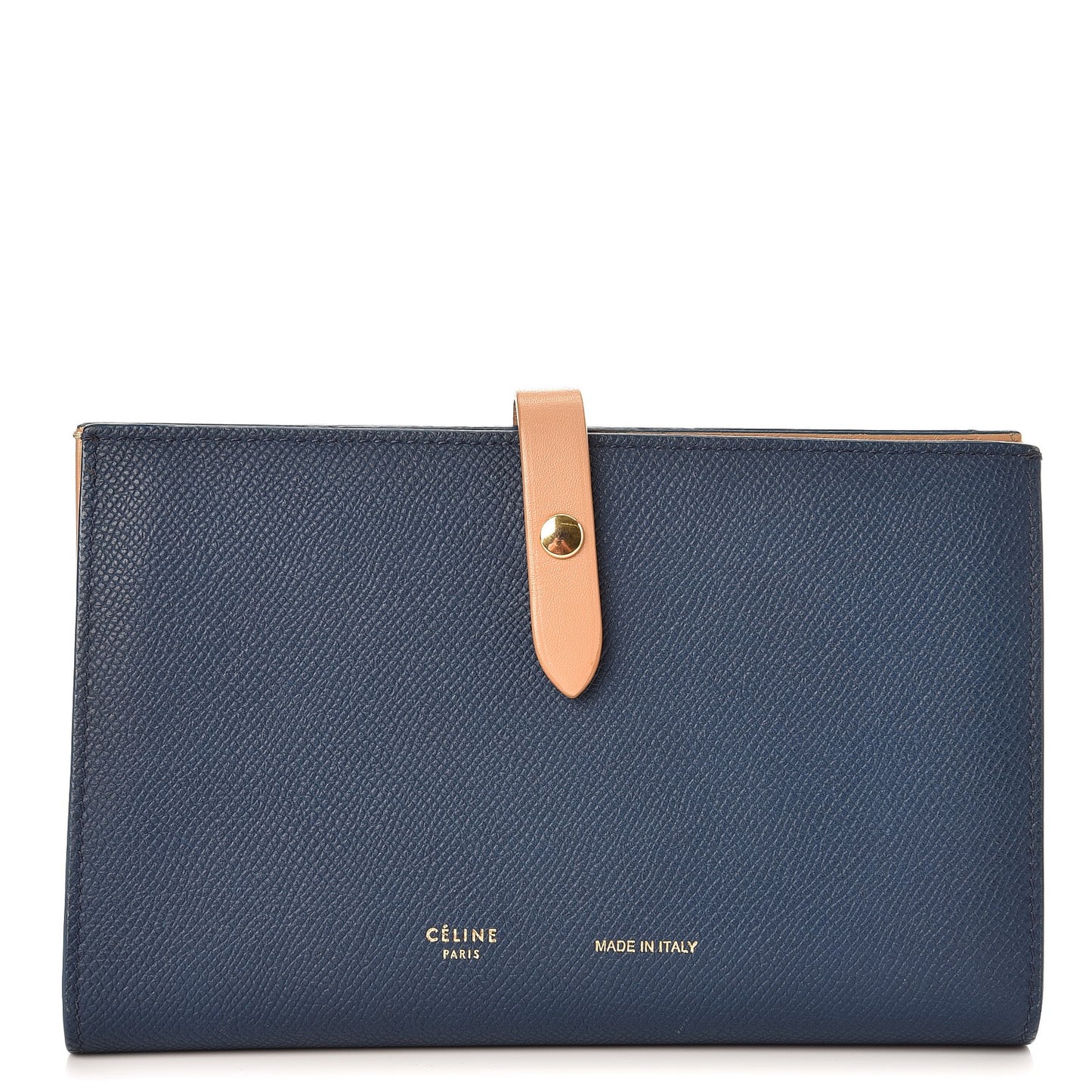 Grained Calfskin Medium Multifunction Strap Wallet Deep Sea