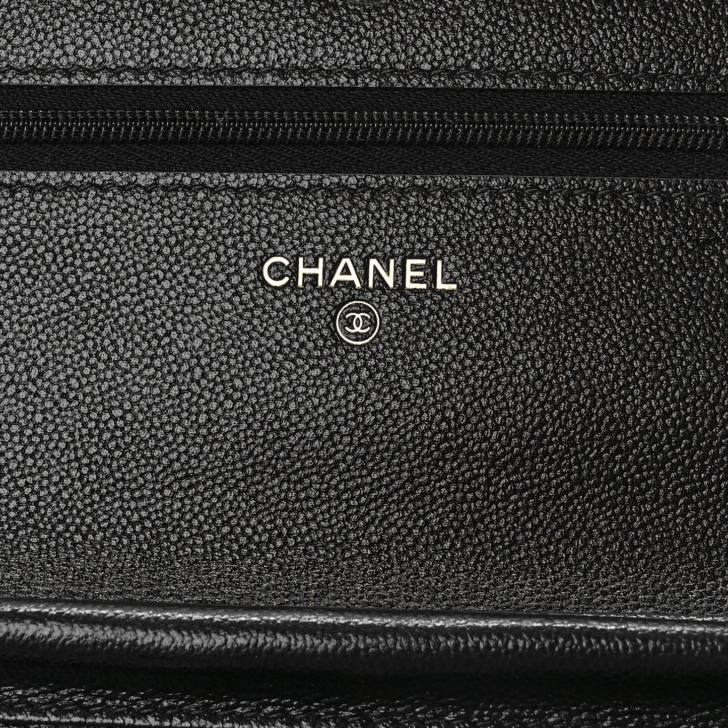 Caviar Quilted Studded CC Wallet on Chain WOC Black