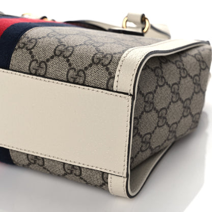 Gucci GG Supreme Monogram Textured Dollar Calfskin Web Small Ophidia Tote Bag Beige Ebony Mystic White 10 of 11