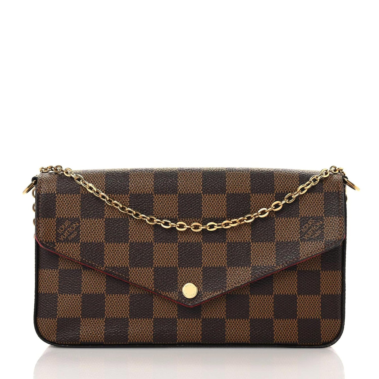 Louis Vuitton Damier Ebene Pochette Felicie Chain Wallet 3 of 13