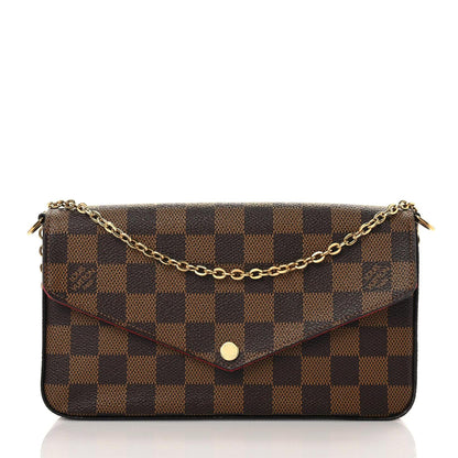 Louis Vuitton Damier Ebene Pochette Felicie Chain Wallet 3 of 13