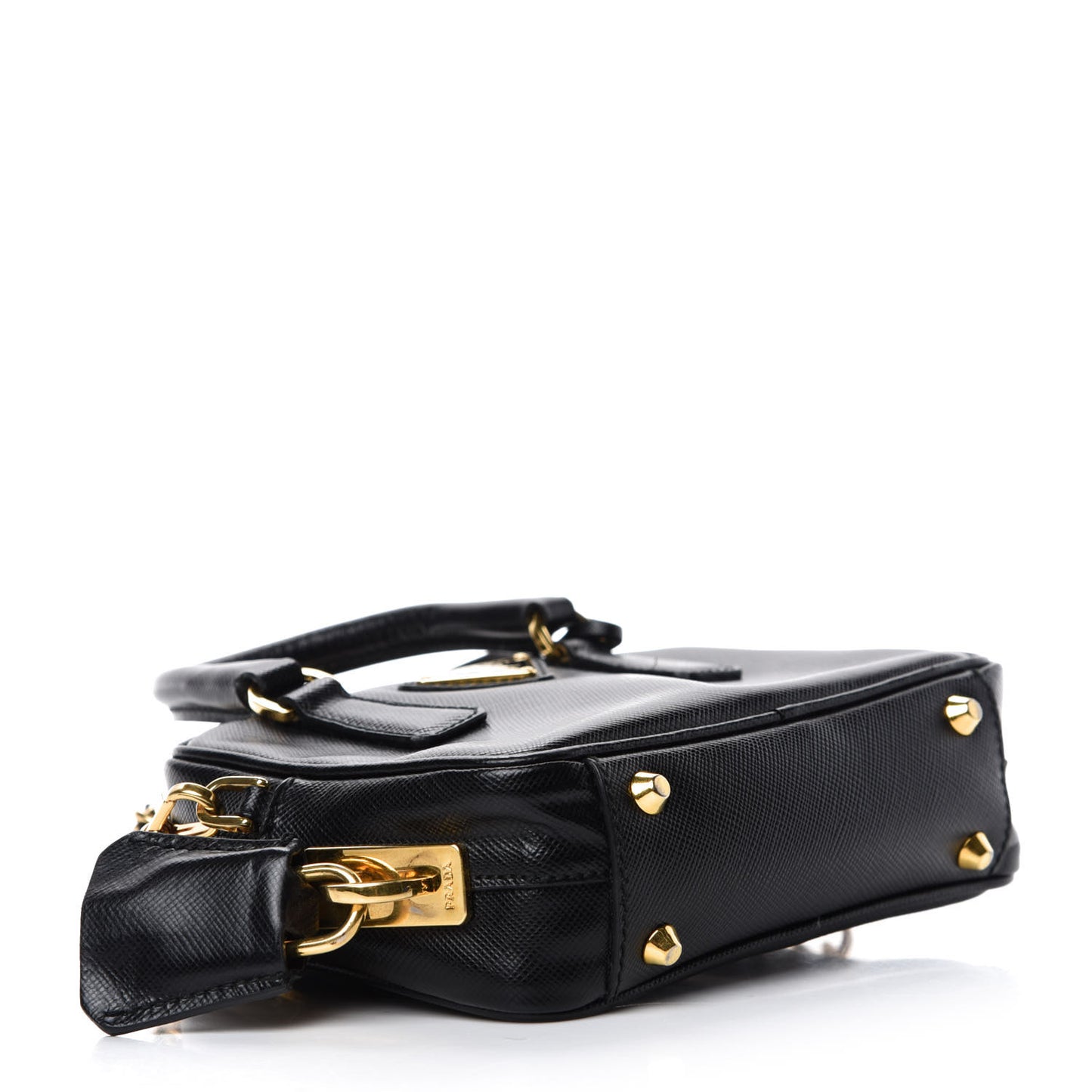 Saffiano Lux Mini Top Handle Crossbody Bag Black
