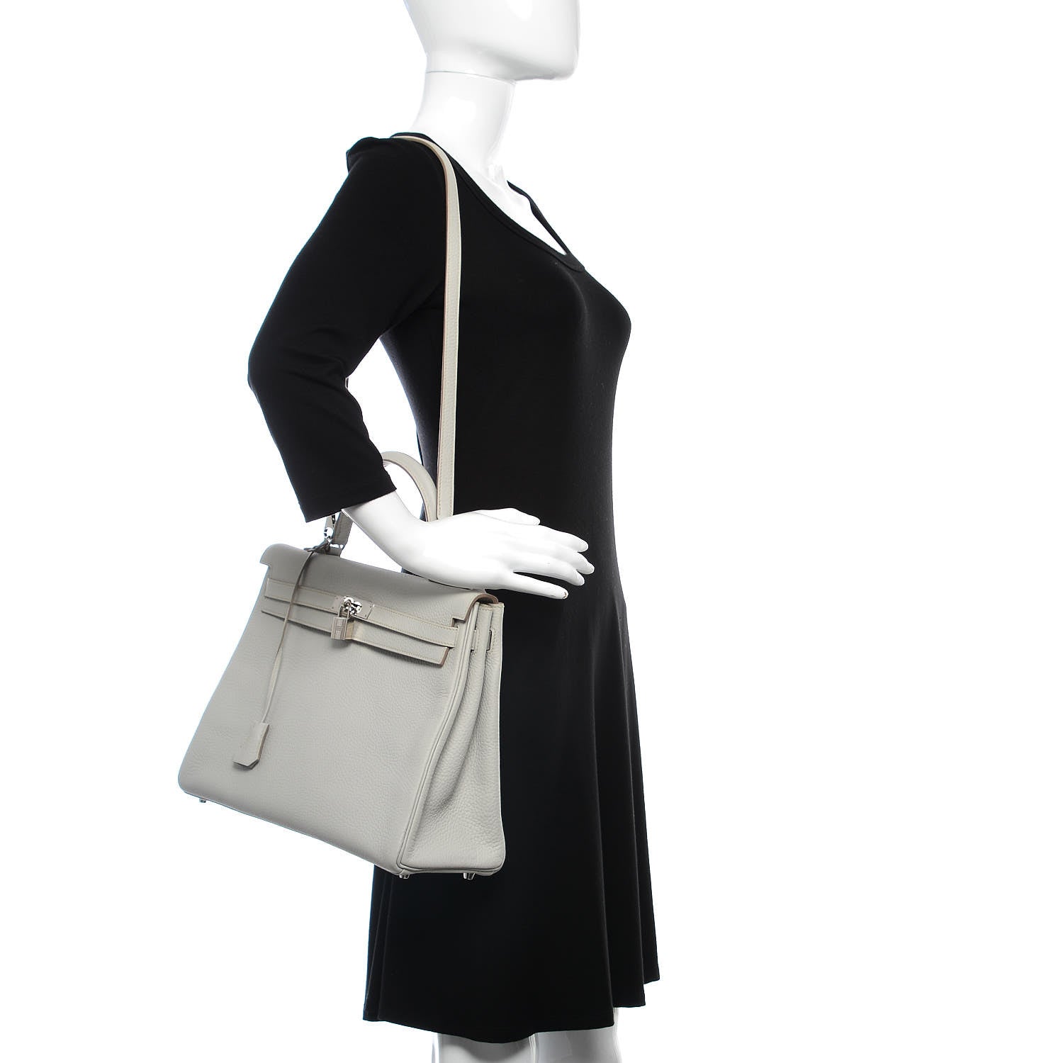 Hermes Taurillon Clemence Kelly Retourne 35 Gris Perle 3 of 28