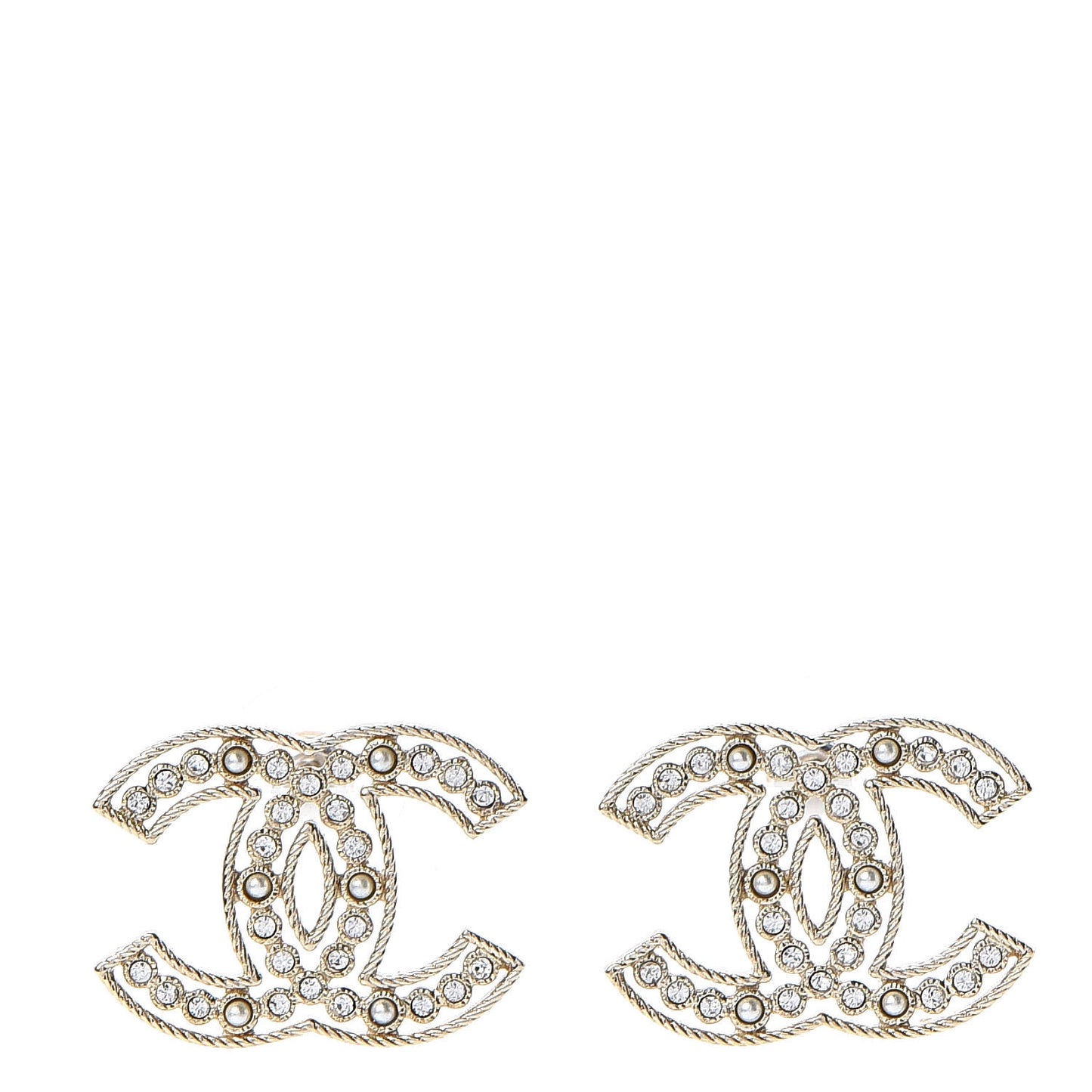 Pearl Crystal Sparkling Pearls CC Earrings Light Gold