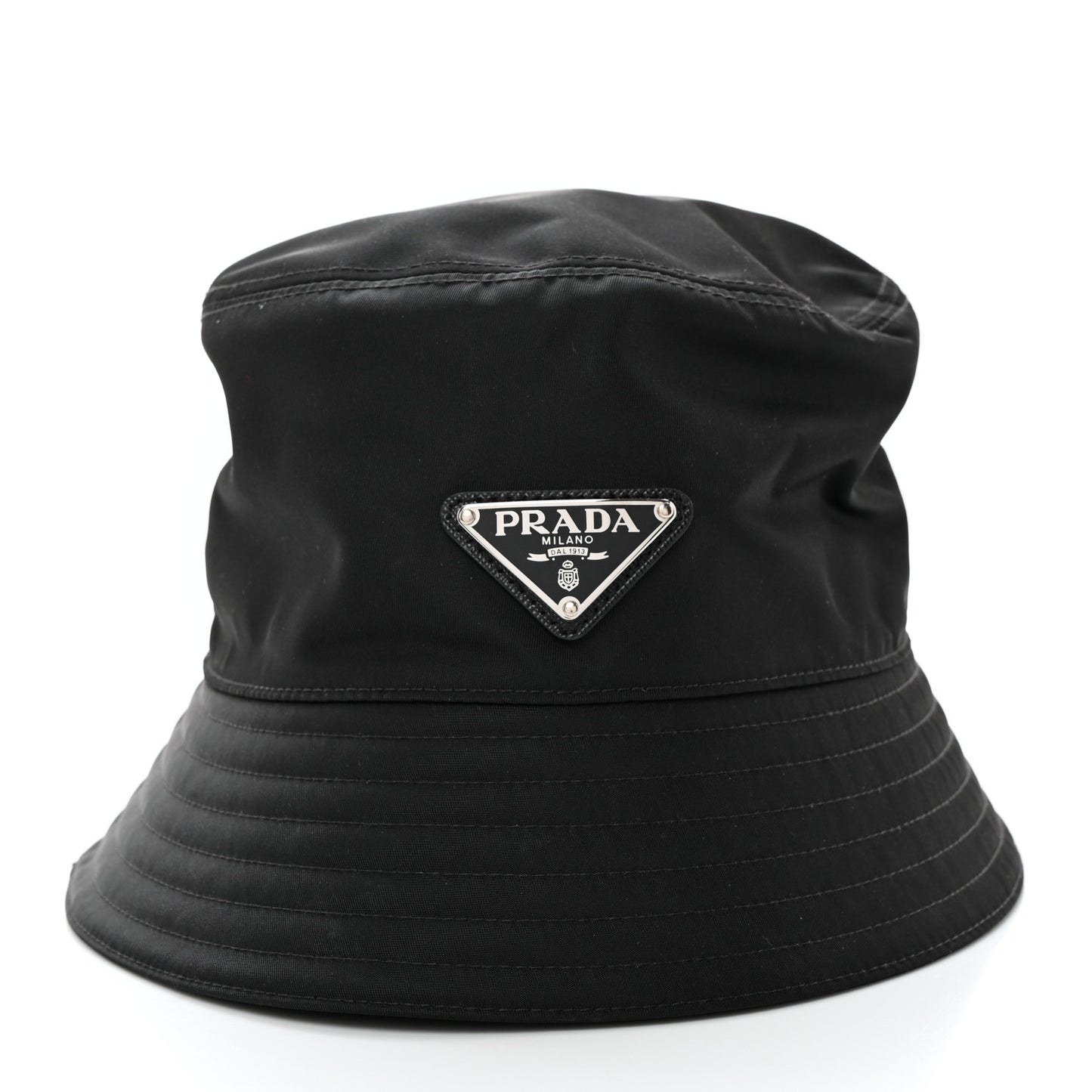 Re-Nylon Metal Triangle Logo Womens Bucket Hat M Black