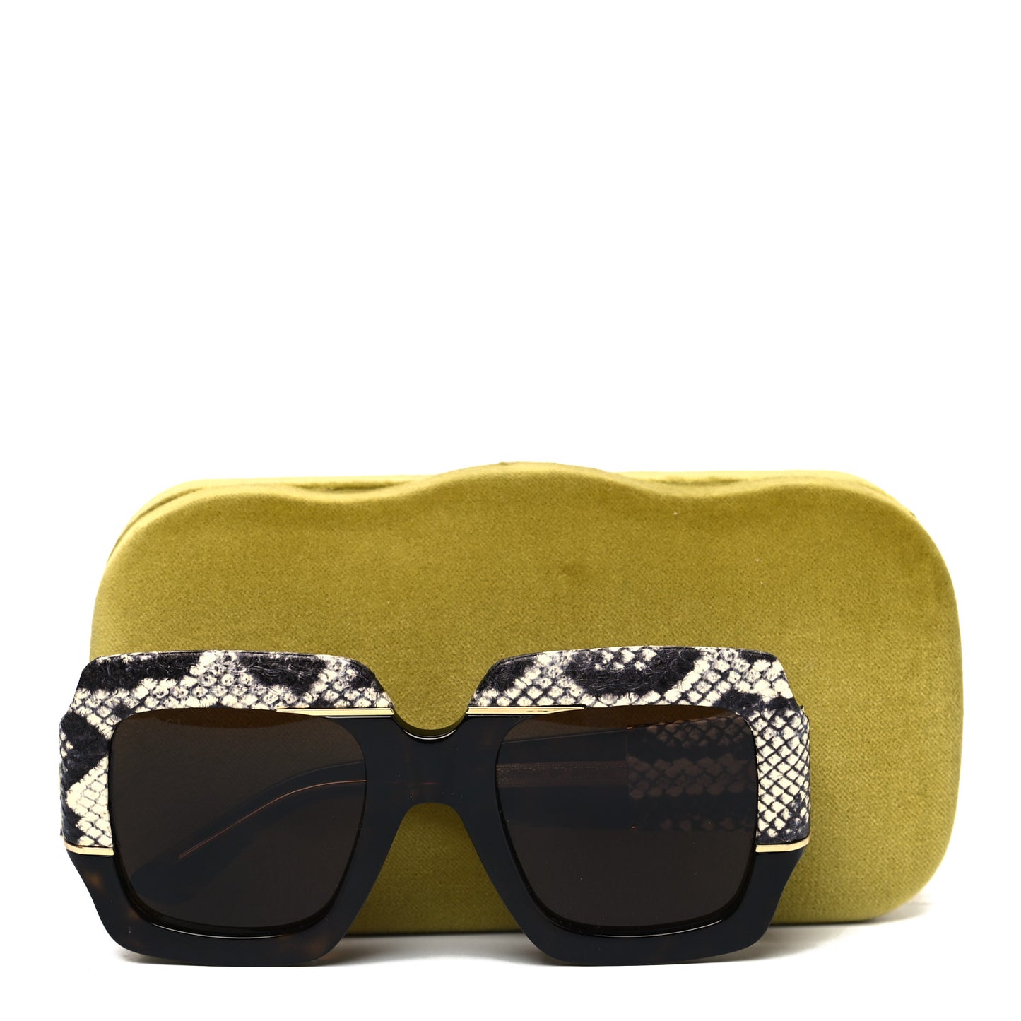 Snakeskin Acetate Square Sunglasses GG0484S Havana