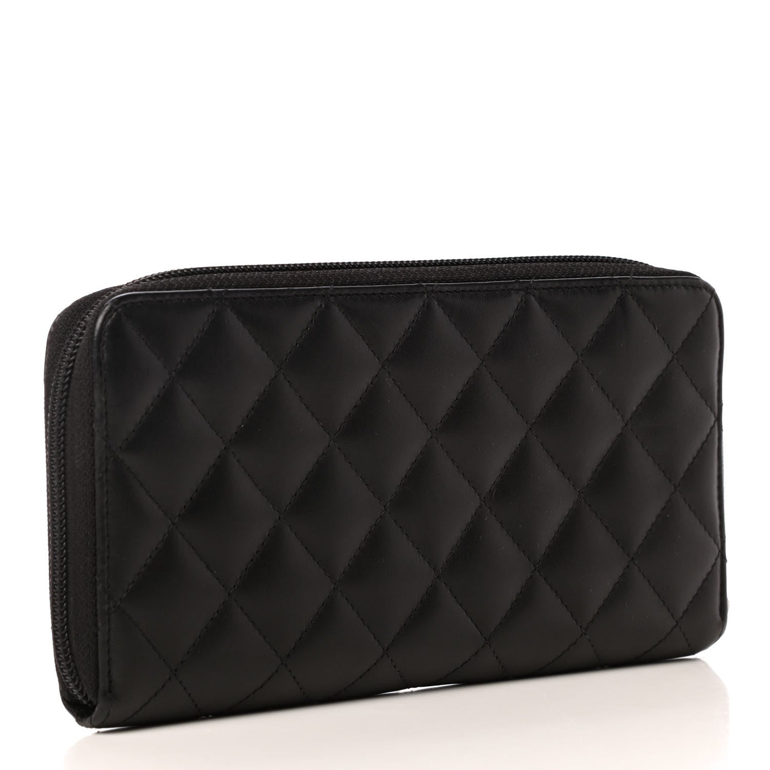 Chanel Calfskin Quilted Cambon Large Gusset Zip Around Wallet Black 3 of 9