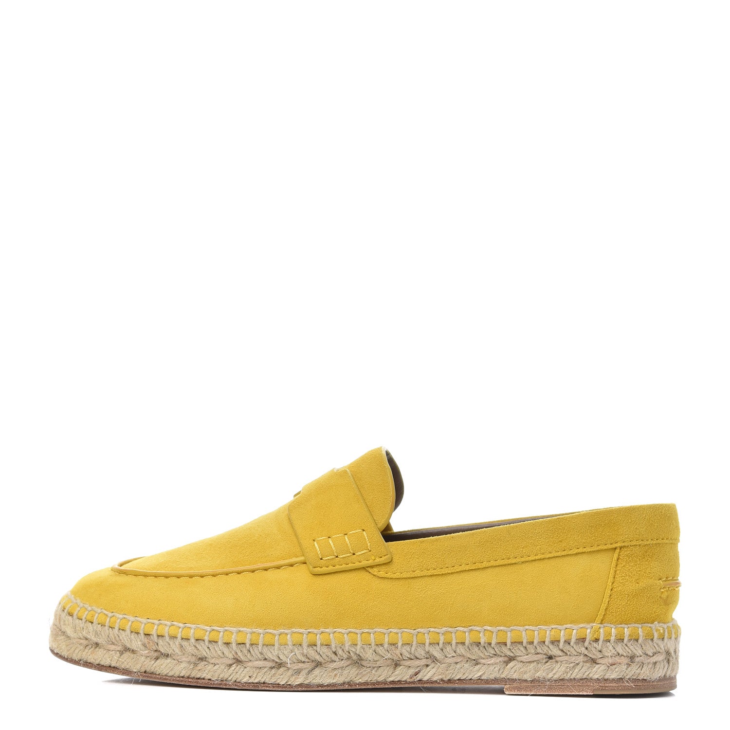 Hermes Suede Goatskin Womens Trip Espadrilles 37 Jaune Citron 1 of 13