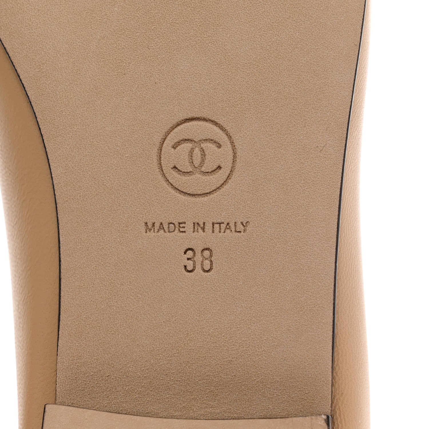 Chanel Lambskin Cap Toe CC Ballerina Flats 38 Beige Black 8 of 9