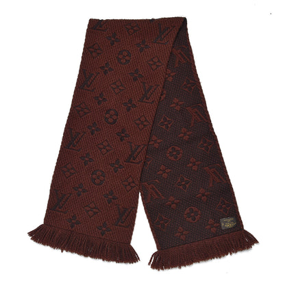 Louis Vuitton Wool Silk Logomania Scarf Marron 3 of 4