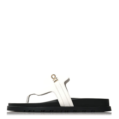 Hermes Calfskin Womens Empire Sandals 37 White 1 of 10