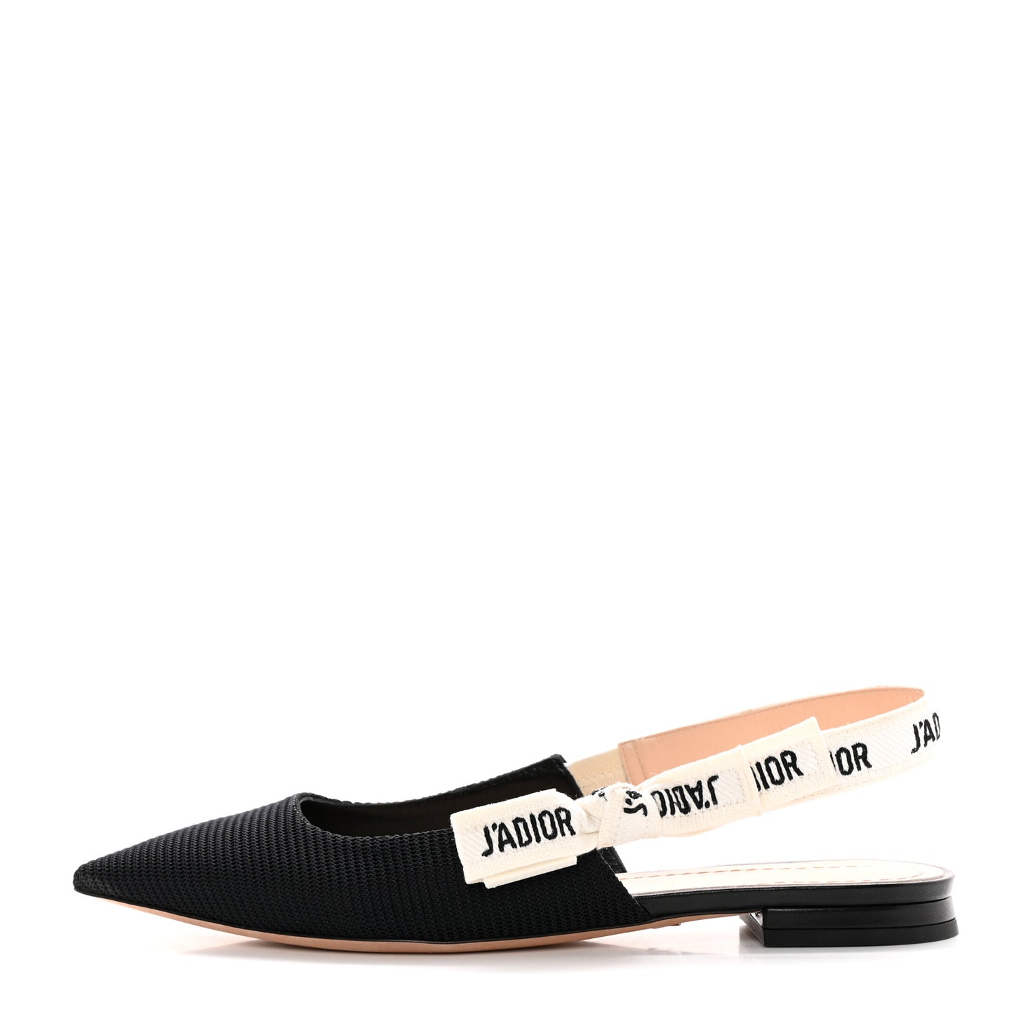 Technical Canvas Ribbon J'Adior Slingback Flats 36.5 Black
