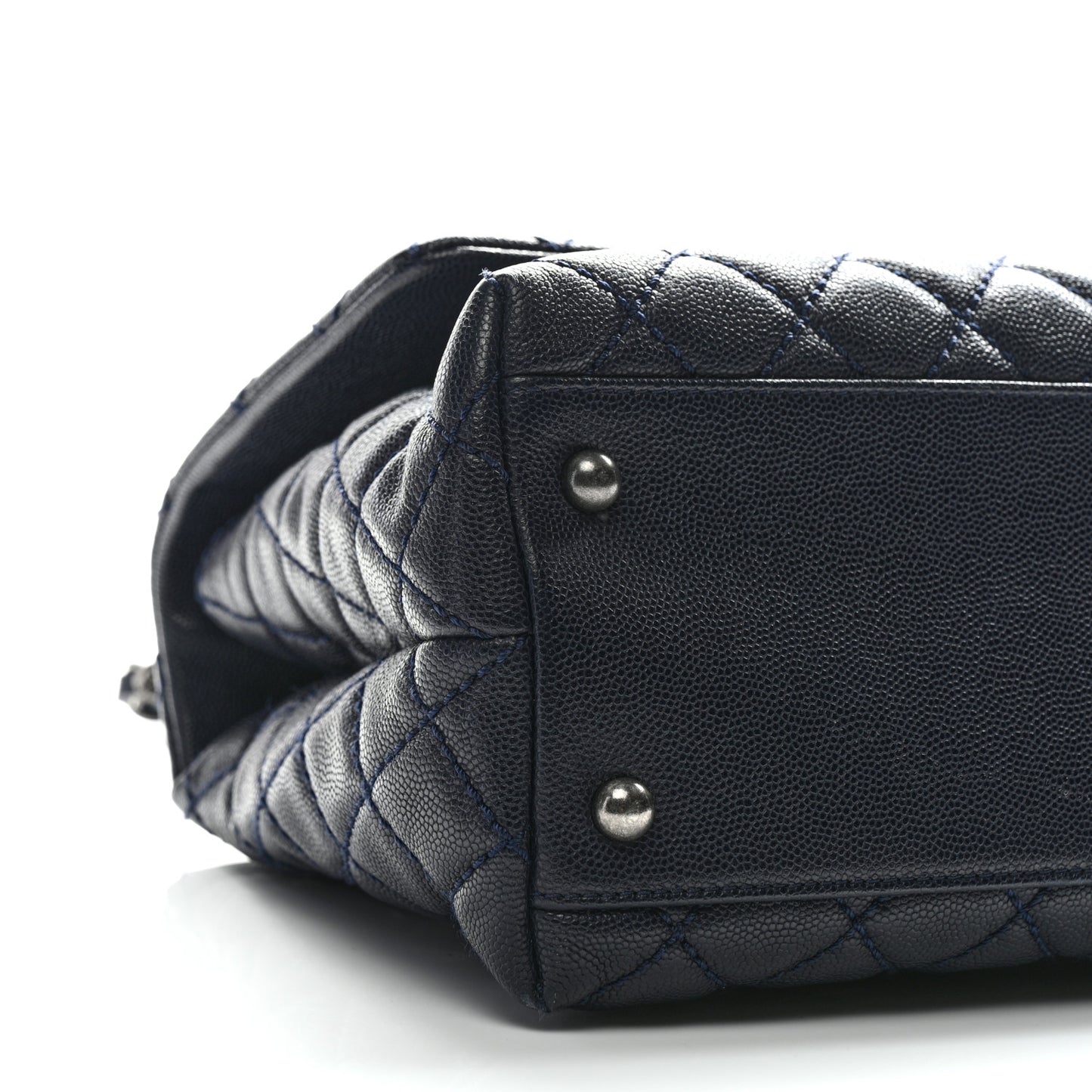 Caviar Lizard Quilted Small Coco Handle Flap Navy Blue