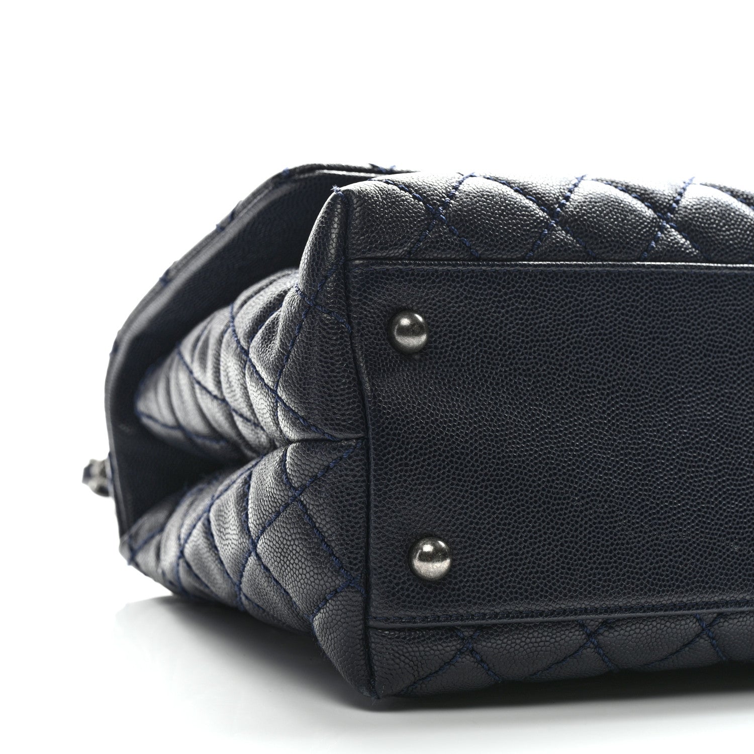 Chanel Caviar Lizard Quilted Small Coco Handle Flap Navy Blue 9 of 10