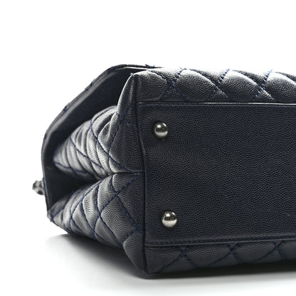 Chanel Caviar Lizard Quilted Small Coco Handle Flap Navy Blue 9 of 10
