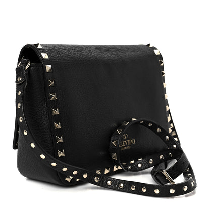 Valentino Garavani Pebbled Calfskin Small Rockstud Crossbody Flap Bag Black 3 of 10