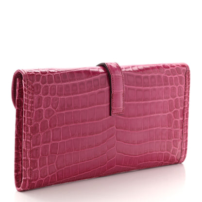 Hermes Shiny Niloticus Crocodile Jige Elan 29 Clutch Rose Scheherazade 3 of 10