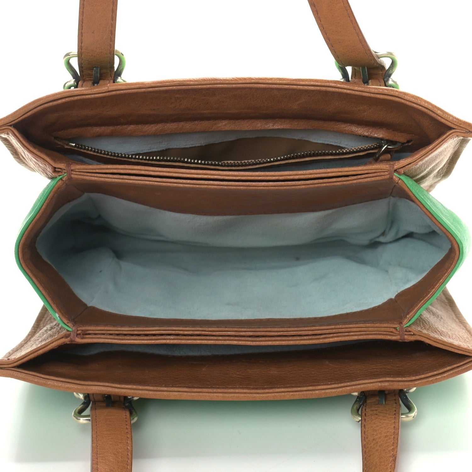 Bottega Veneta Nappa Intrecciato Bi-Color Top Handle Tote Green Brown 4 of 18