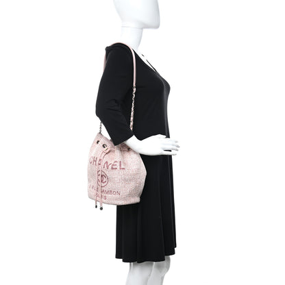 Chanel Lurex Boucle Deauville Drawstring Bag Pink 2 of 10