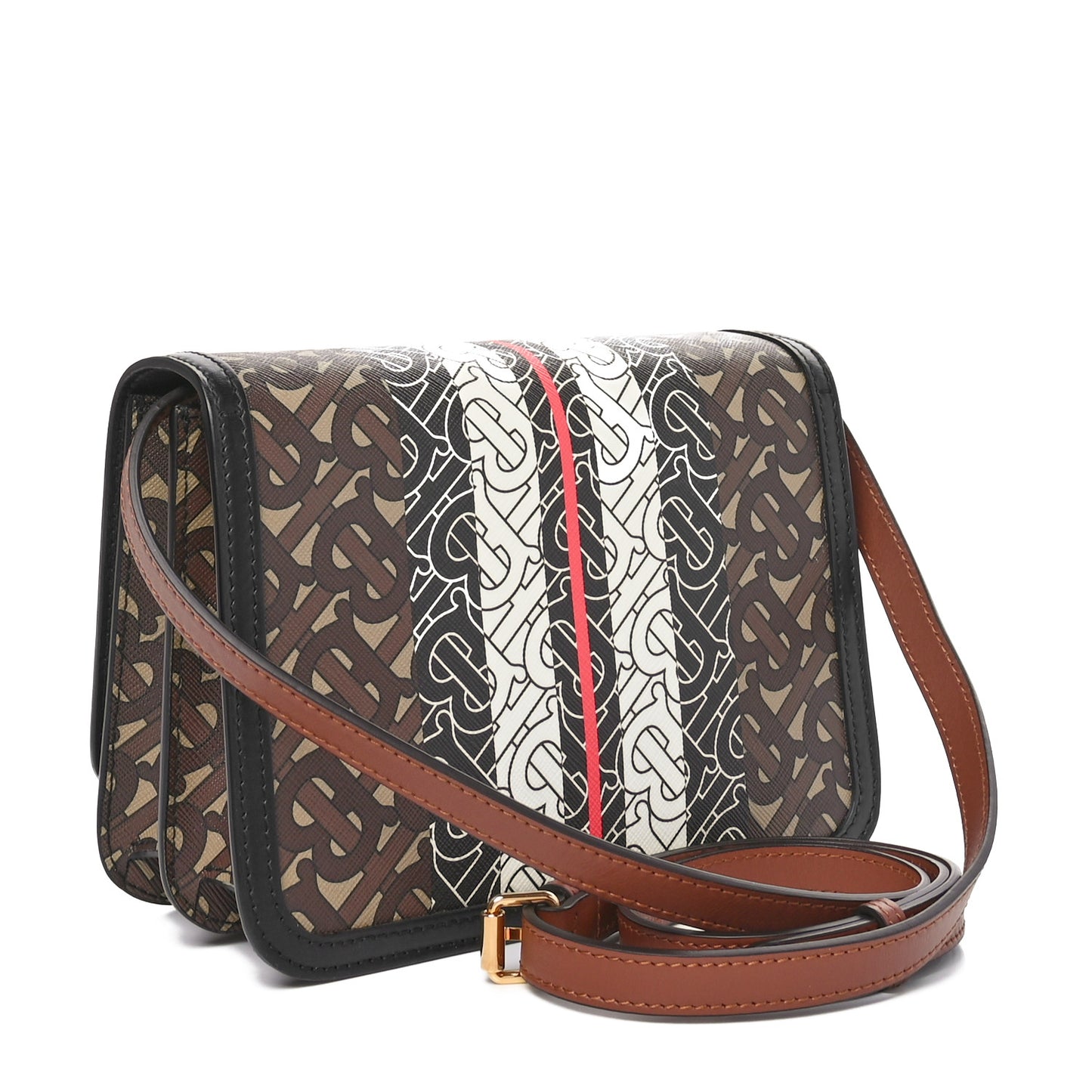 E-Canvas Monogram Stripe Small TB Bag Bridle Brown