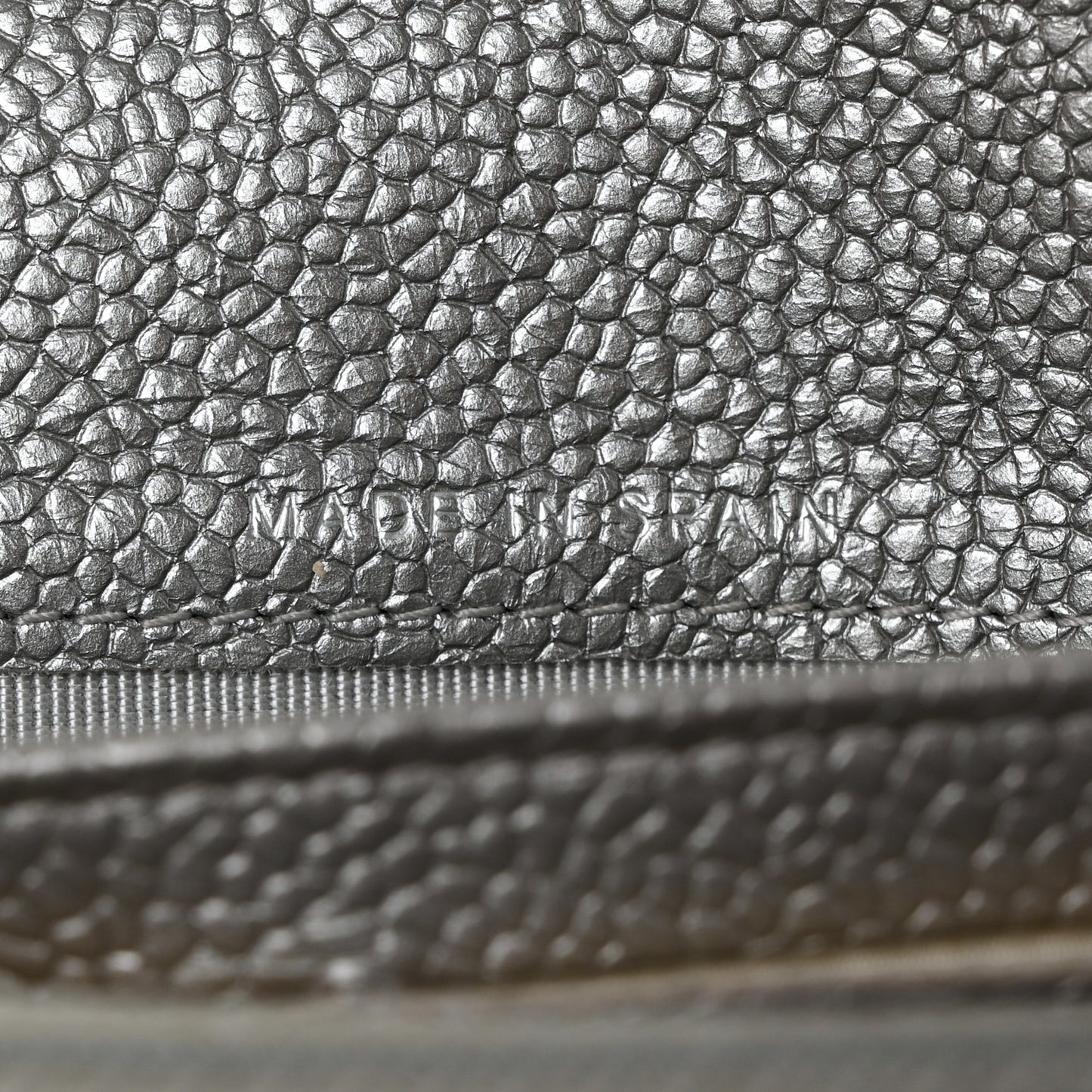 Glittered Metallic Caviar Quilted Large Flap Wallet Silver