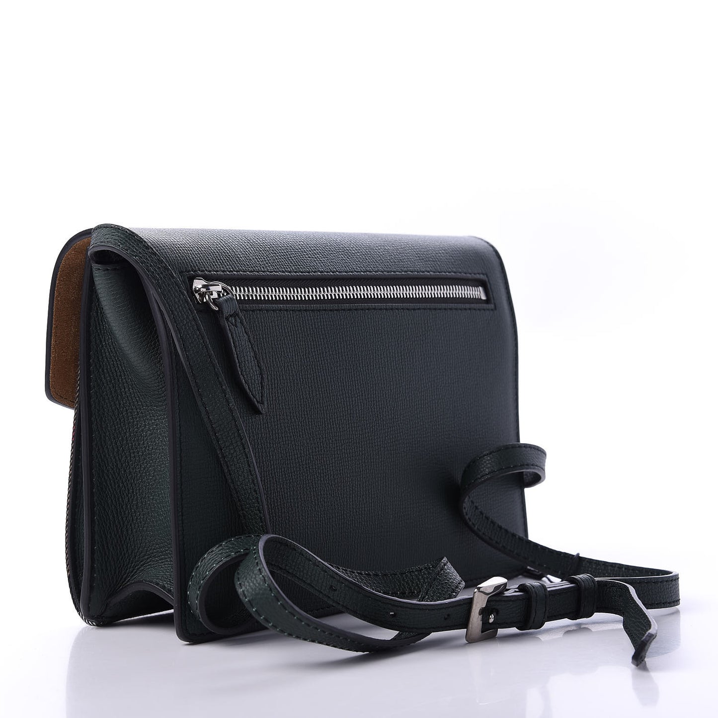 Derby Calfskin House Check Small Macken Crossbody Bag Dark Bottle Green