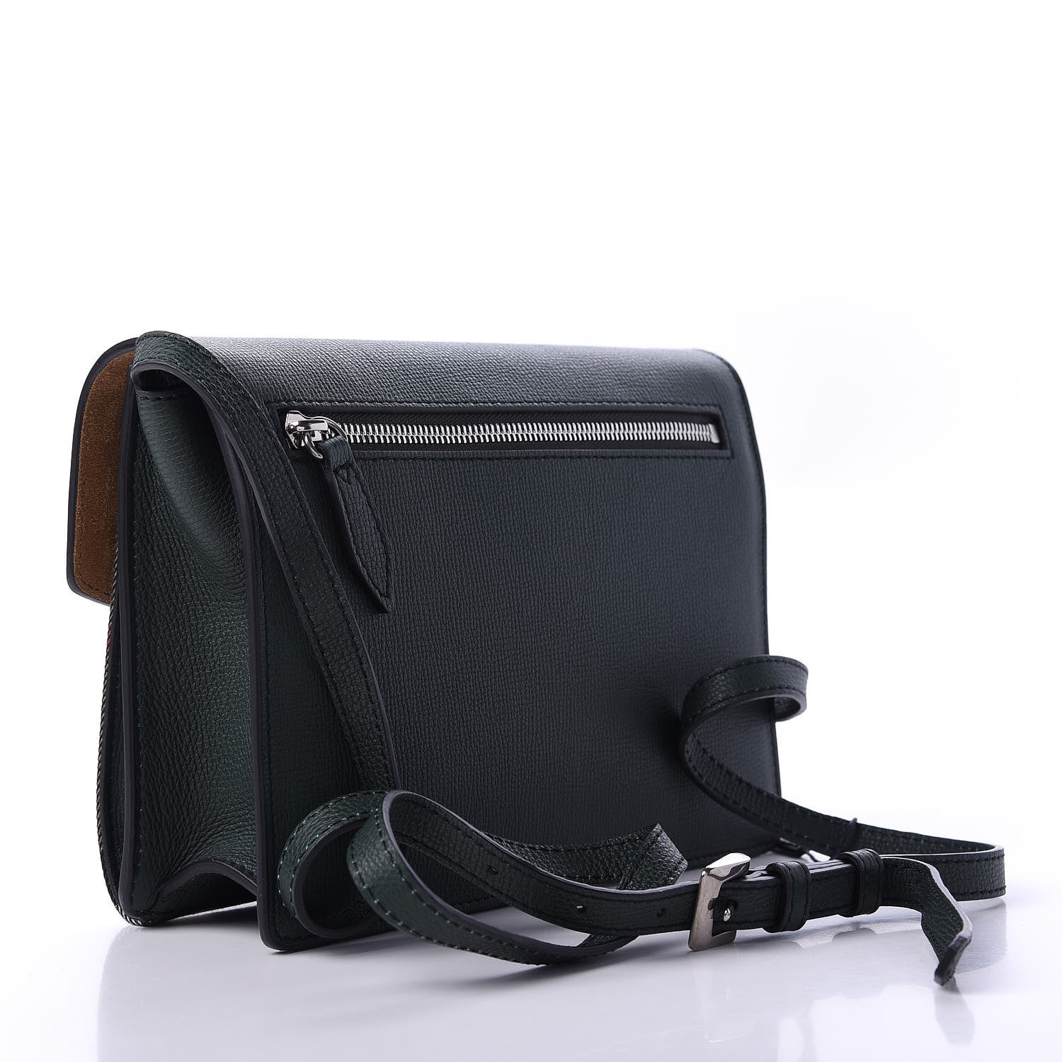 Burberry Derby Calfskin House Check Small Macken Crossbody Bag Dark Bottle Green 3 of 15