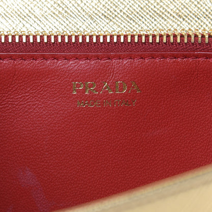 Prada Metallic Saffiano Lux Chain Wallet Platino 6 of 13