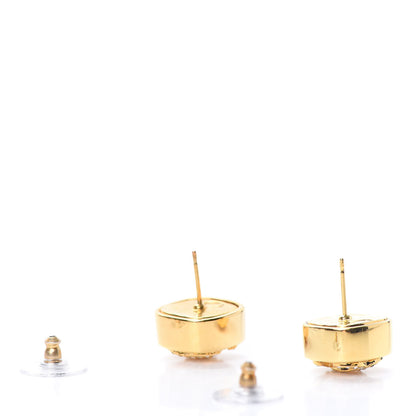 Chanel Crystal CC Square Earrings Gold 3 of 5