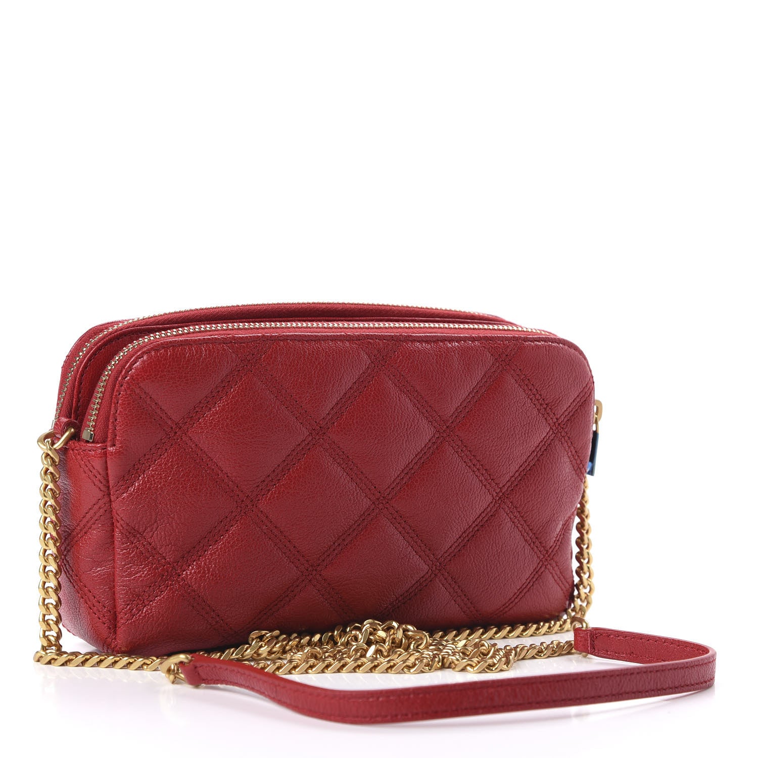 Saint Laurent Grained Lambskin Quilted Mini Becky Double Zip Bag Rouge Eros 3 of 10