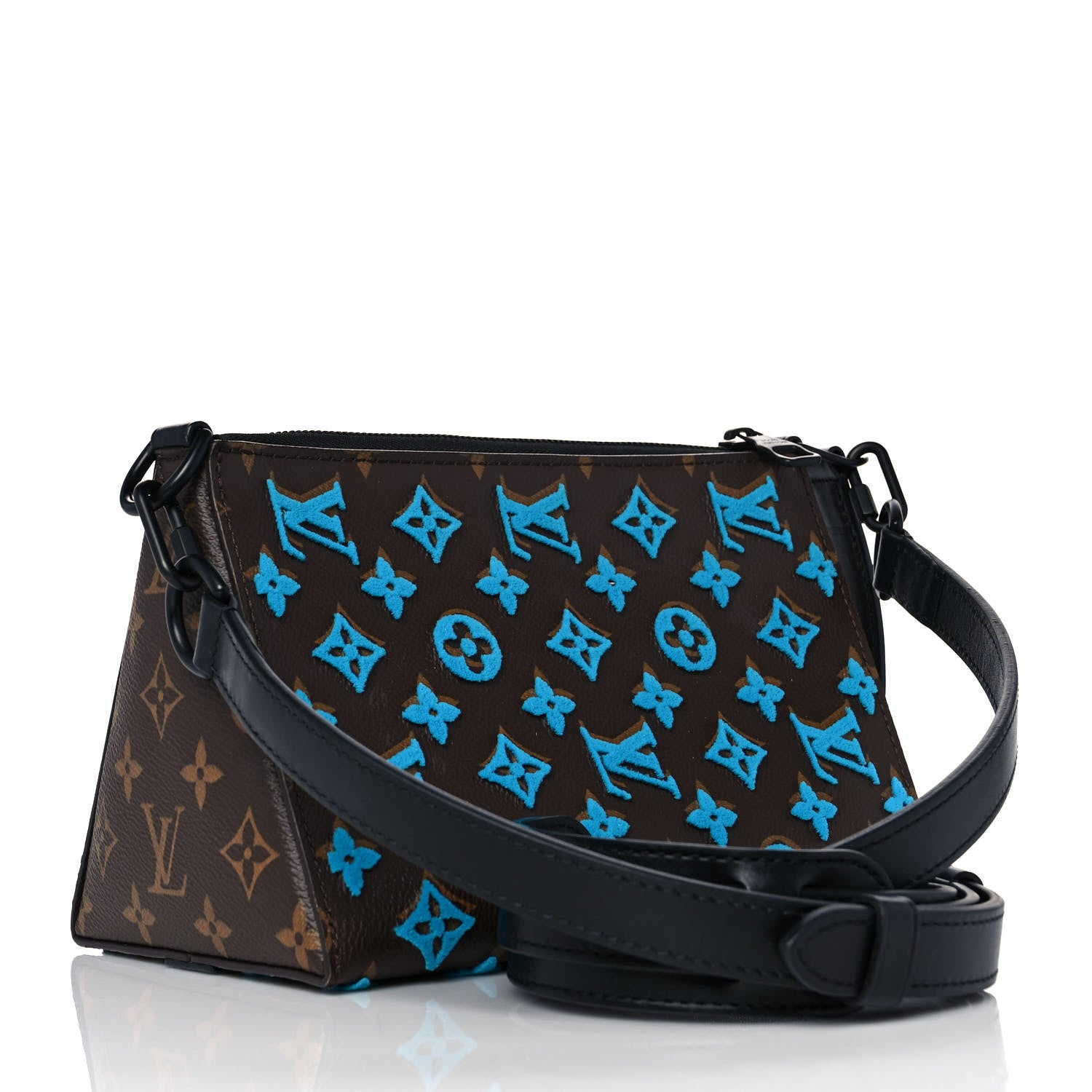 Louis Vuitton Monogram Tuffetage Triangle Messenger Turquoise 3 of 8