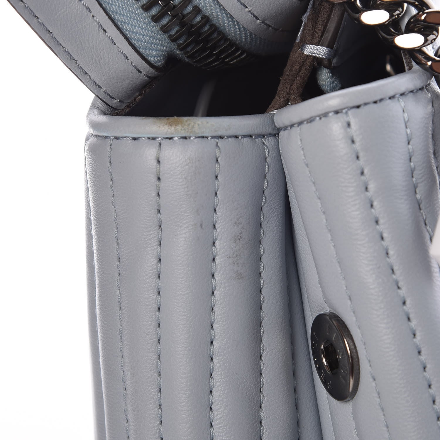 Fendi Shiny Nappa Trapuntata Chain Small DotCom Click Chain Satchel Light Blue 9 of 11