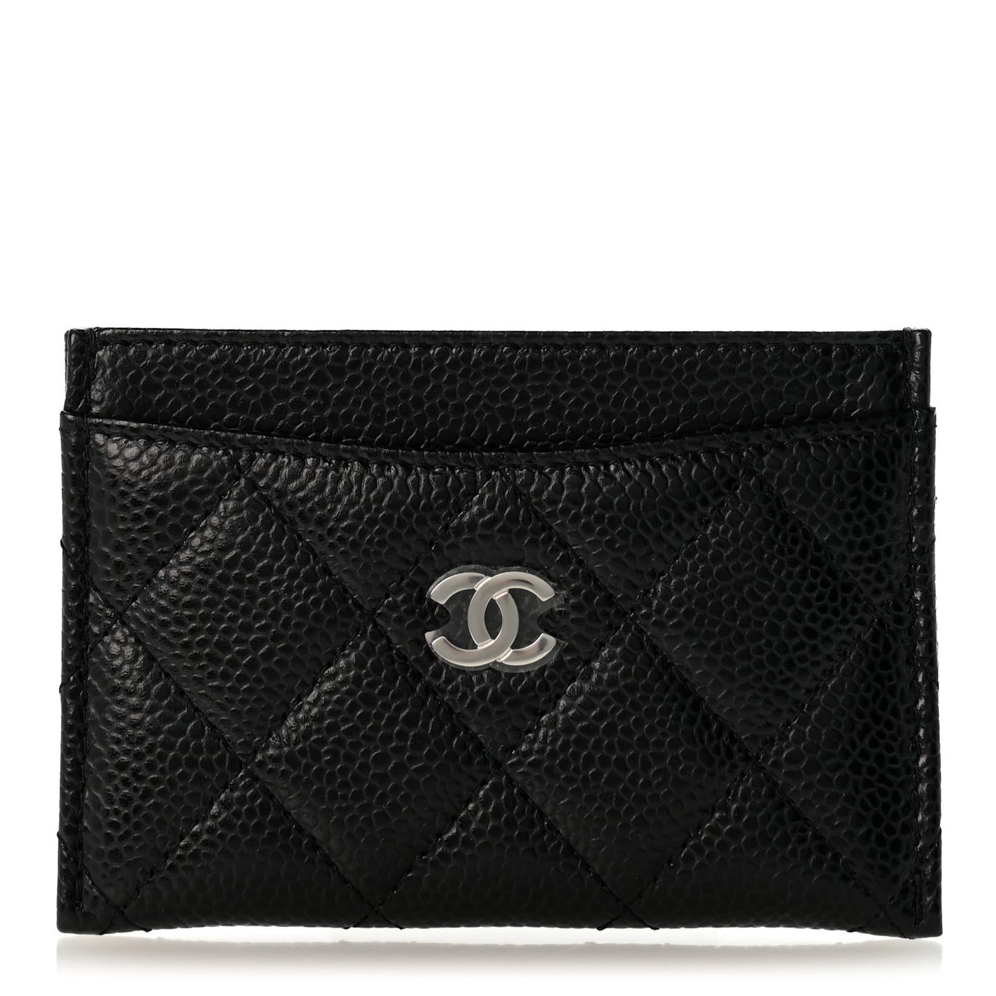 Caviar Quilted Card Holder Black