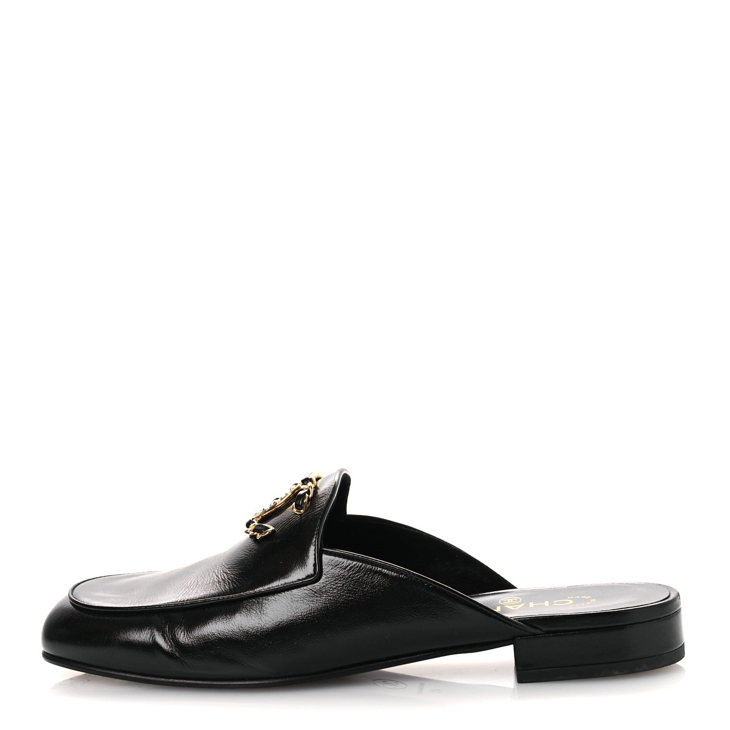 Chanel Shiny Calfskin Crystal CC Mules 41 Black 1 of 12