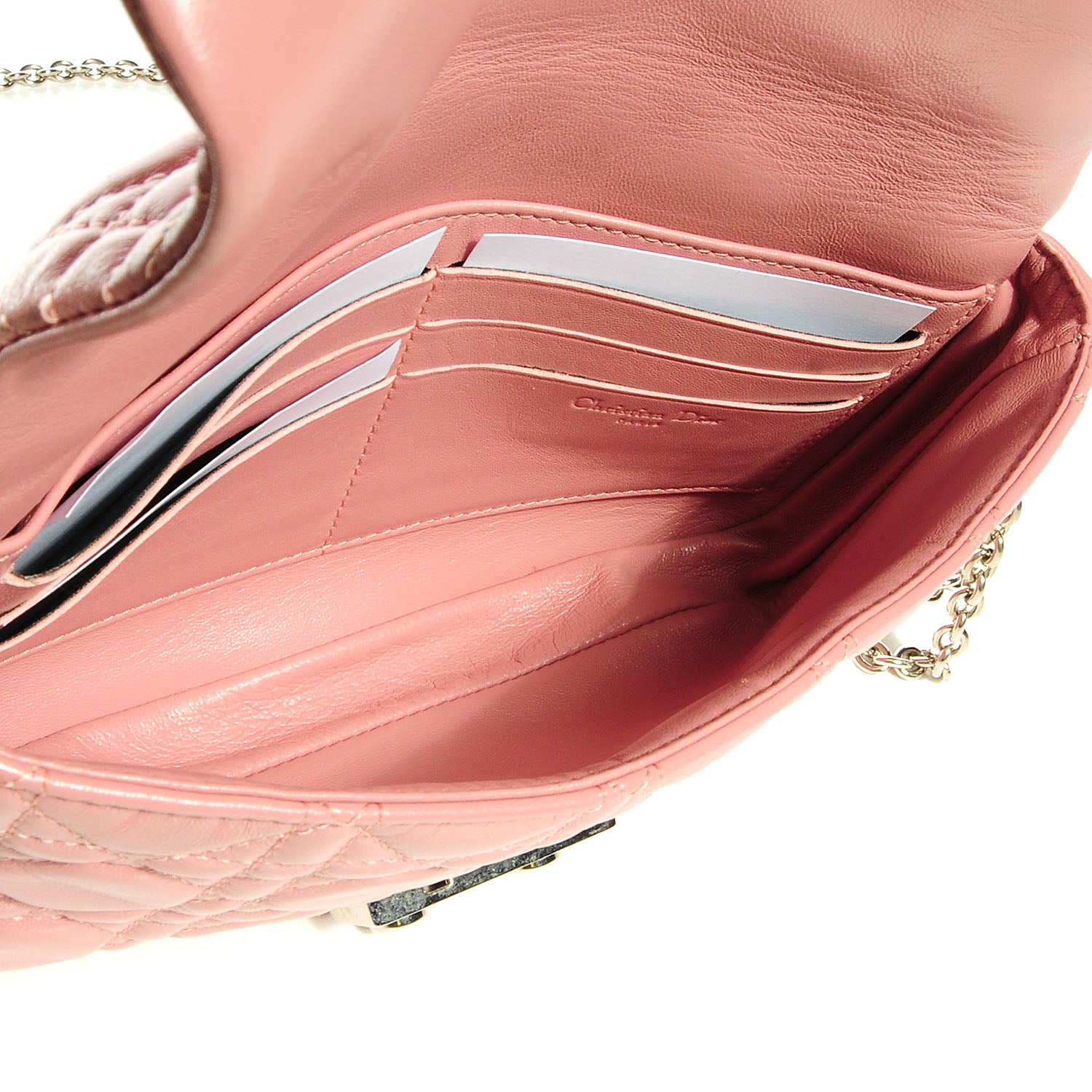 Christian Dior Lambskin Cannage New Lock Pouch Magnolia 8 of 9