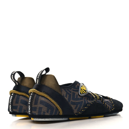 Fendi X SARAH COLEMAN Suede Mesh Satin FF Vertigo Womens Flex Sneakers 40 Black Tobacco Moro 5 of 9