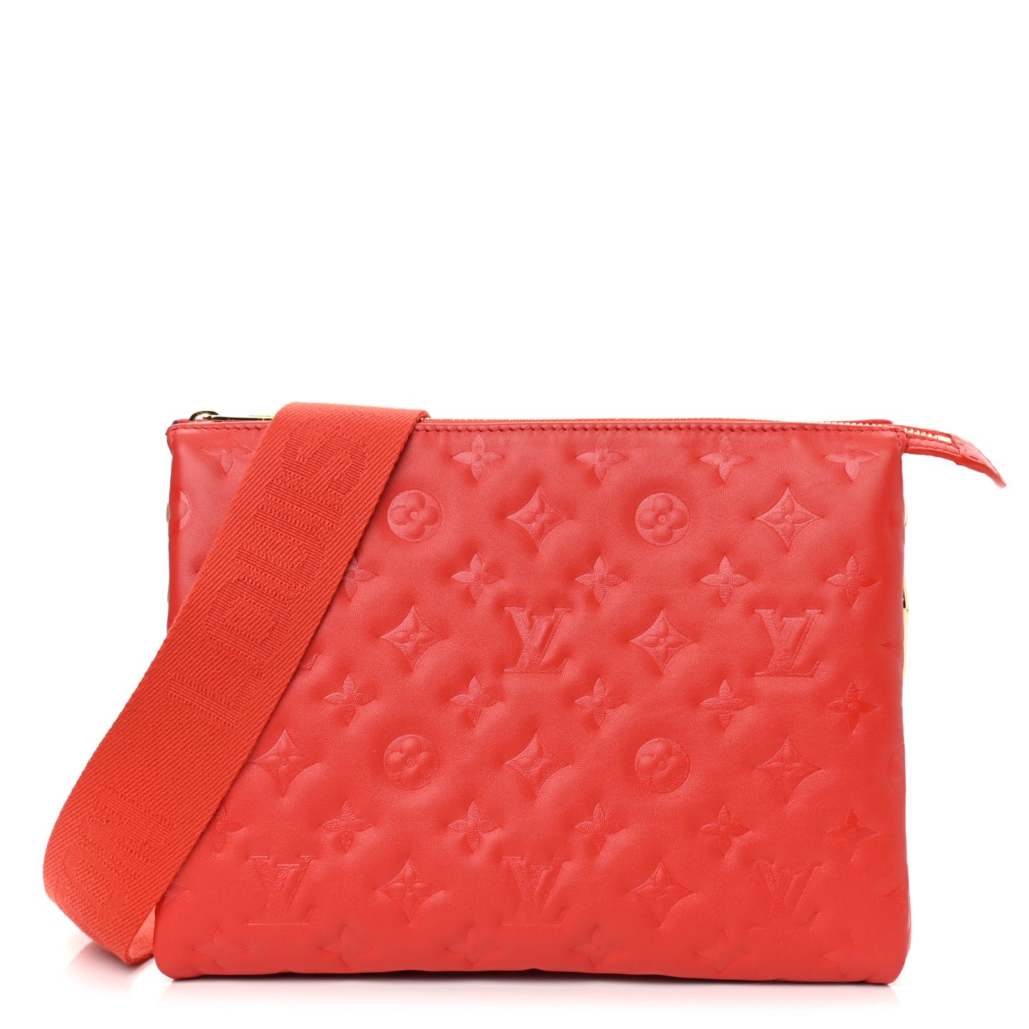 Lambskin Embossed Monogram Coussin PM Red