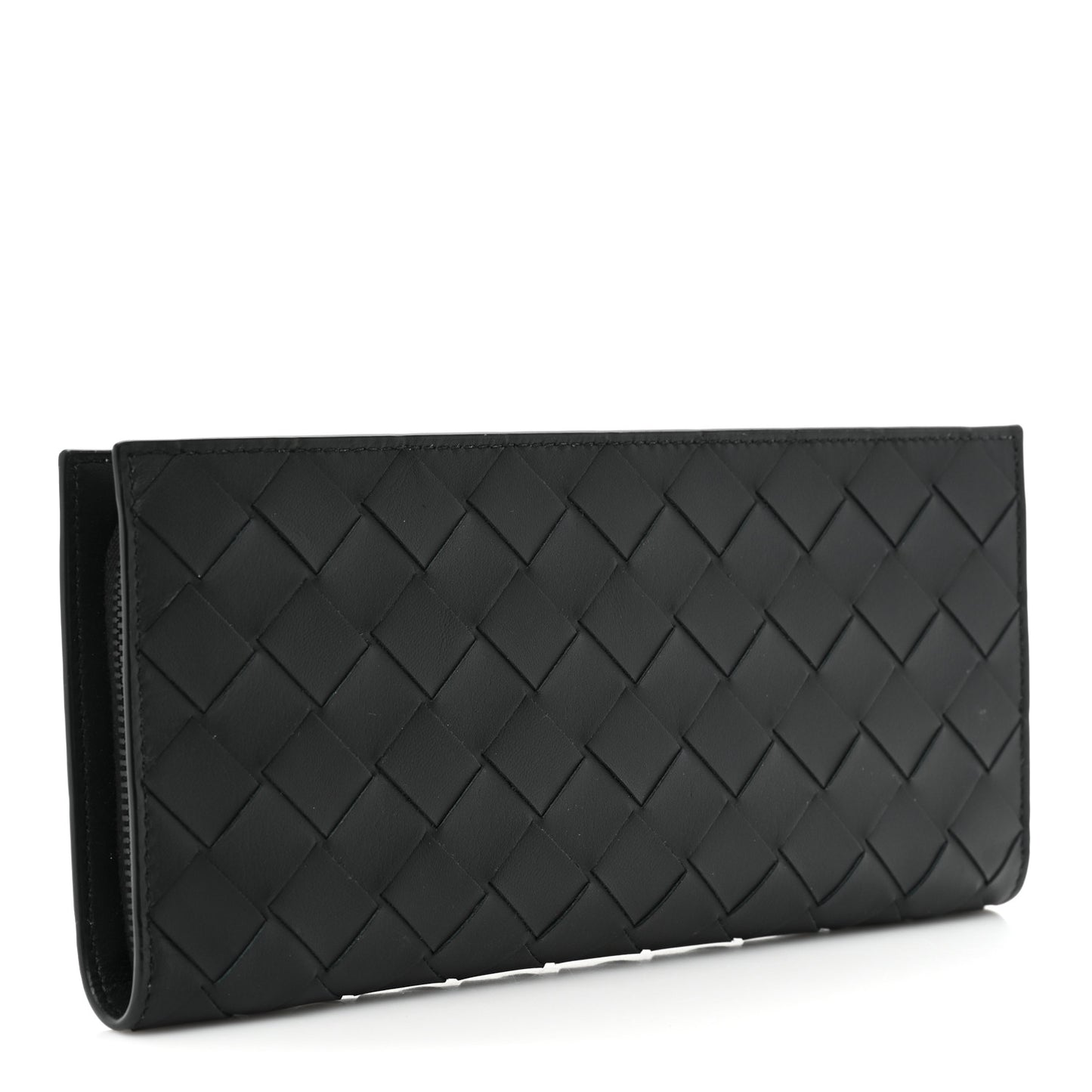 Nappa Intrecciato Zip Wallet Black