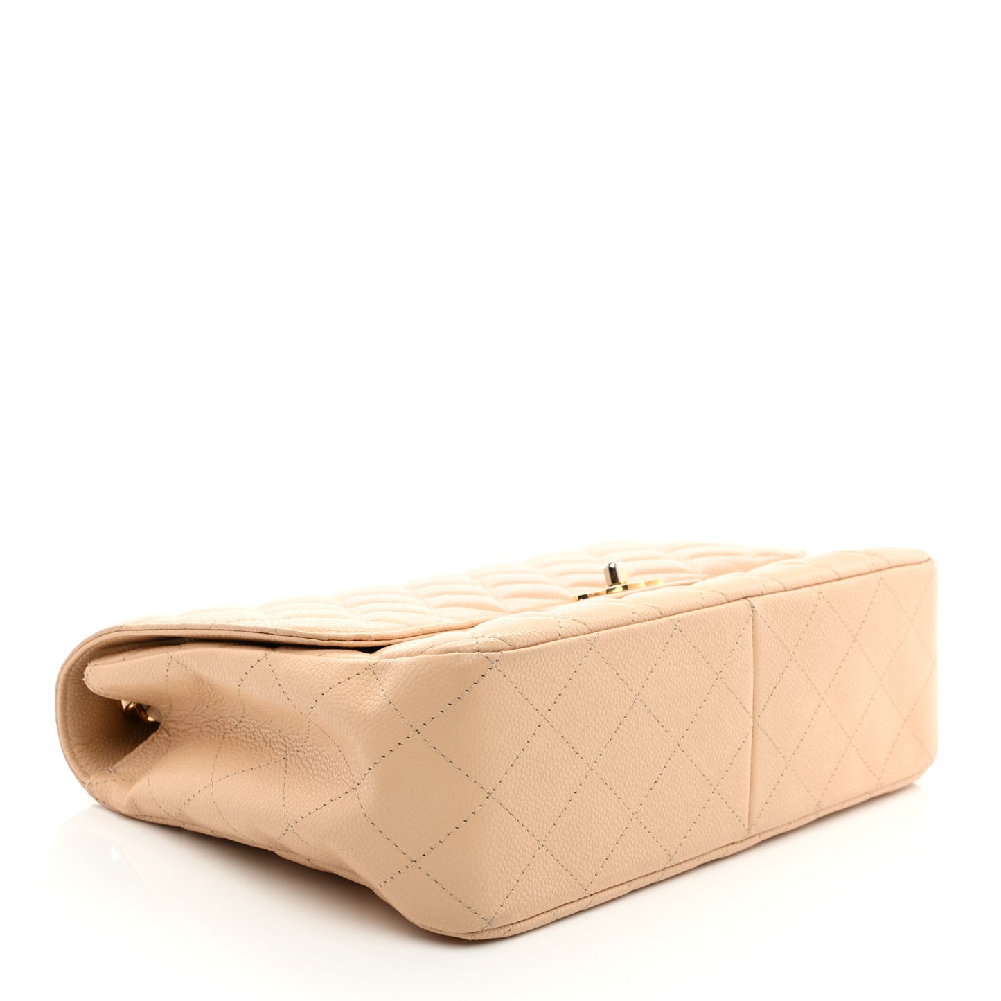 Caviar Quilted Jumbo Single Flap Beige