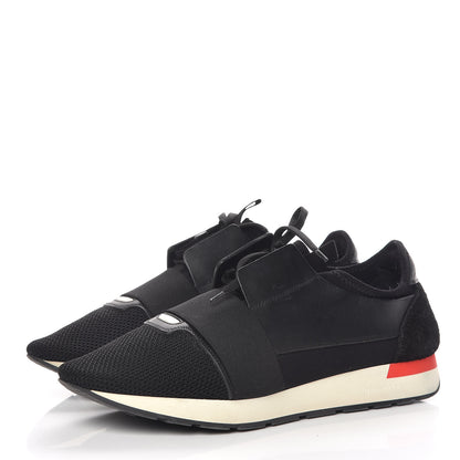 Balenciaga Mesh Calfskin Neoprene Mens Race Runner Sneakers 44 Black Red 3 of 10
