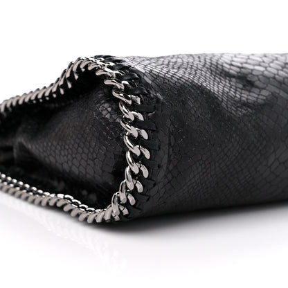 Stella McCartney Metallic Faux Snakeskin Small Falabella Fold Over Tote Black 6 of 7