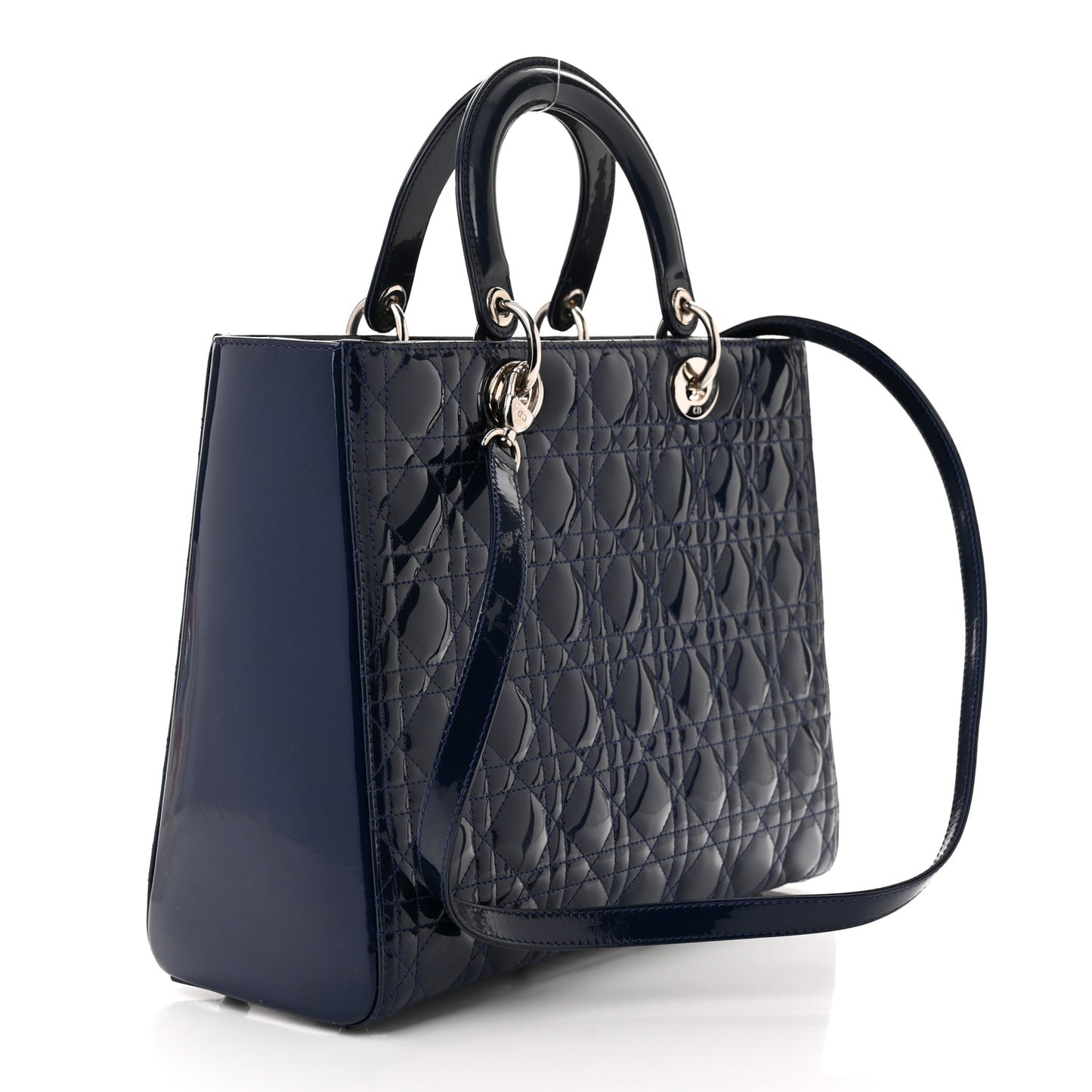 Patent Cannage Large Lady Dior Blue