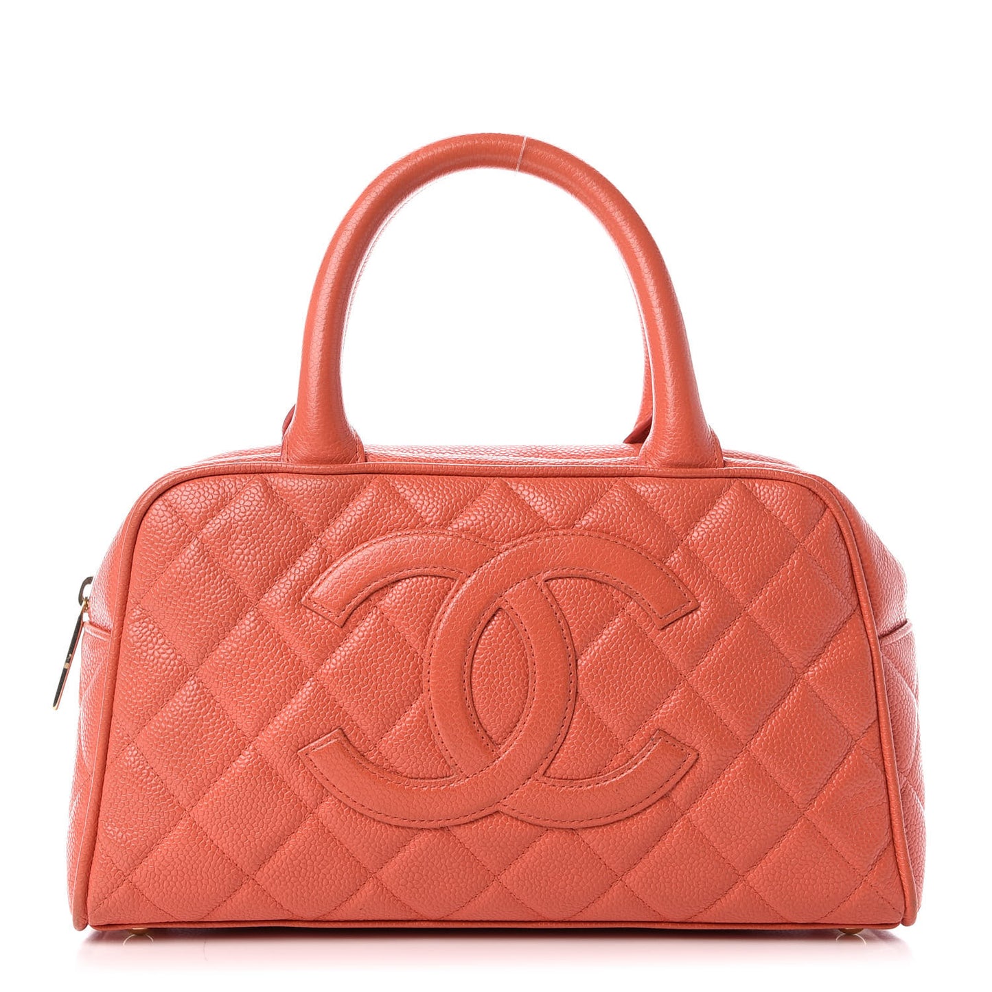 Caviar Quilted Small Bowler Coral