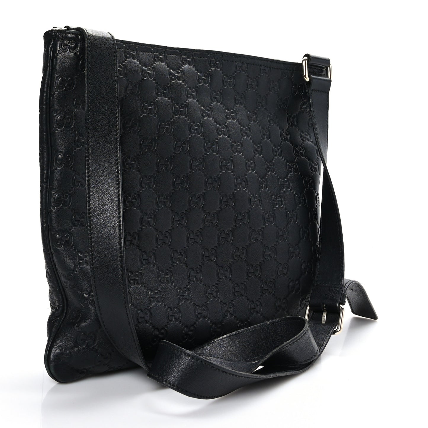 Guccissima Medium Flat Messenger Bag Black