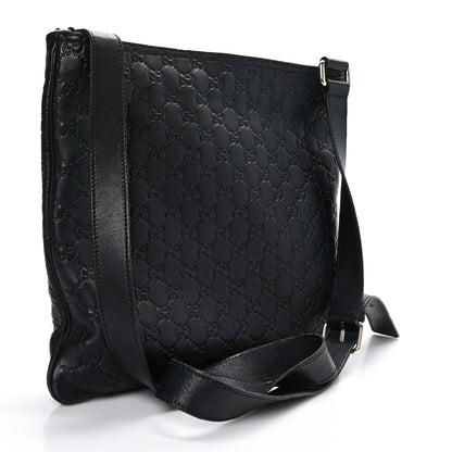 Gucci Guccissima Medium Flat Messenger Bag Black 3 of 9