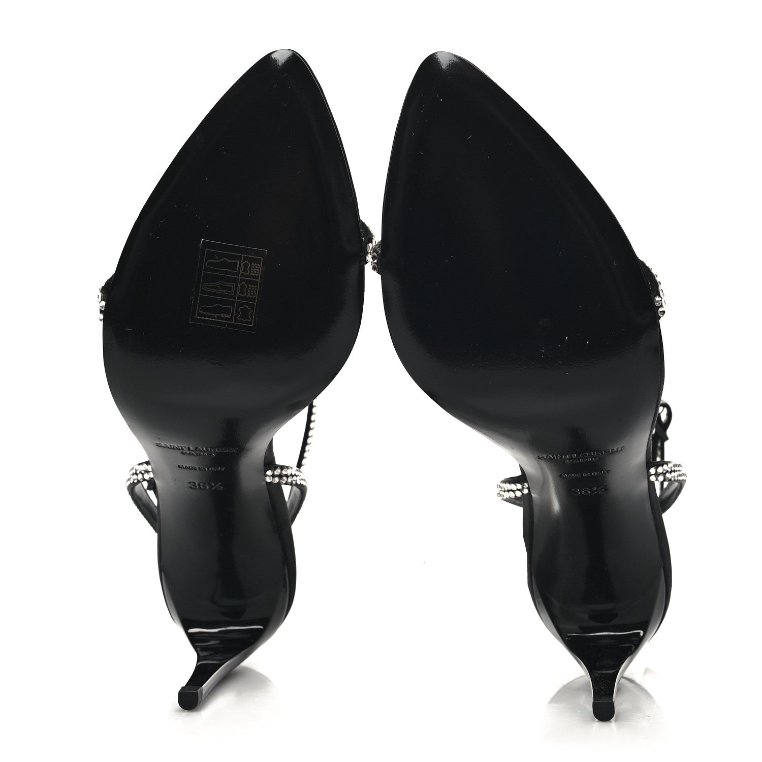 Saint Laurent Satin Crystal Georgia 90 Sandals 36.5 Black 5 of 7